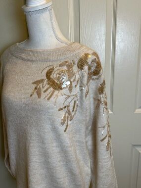 CATO Sequined Floral Lightweight Sweater